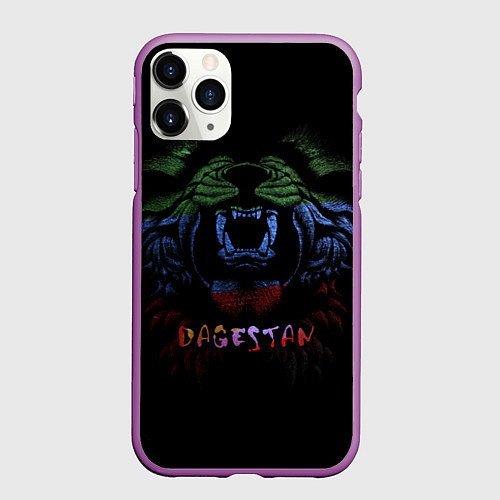 Чехол iPhone 11 Pro матовый Лев Дагестан / 3D-Фиолетовый – фото 1