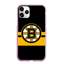 Чехол iPhone 11 Pro матовый BOSTON BRUINS NHL, цвет: 3D-розовый