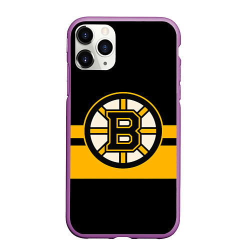 Чехол iPhone 11 Pro матовый BOSTON BRUINS NHL / 3D-Фиолетовый – фото 1