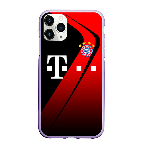 Чехол iPhone 11 Pro матовый FC Bayern Munchen Форма / 3D-Светло-сиреневый – фото 1