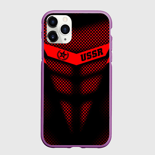 Чехол iPhone 11 Pro матовый Экзоскелет СССР / 3D-Фиолетовый – фото 1