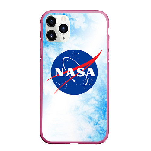 Чехол iPhone 11 Pro матовый NASA НАСА / 3D-Малиновый – фото 1