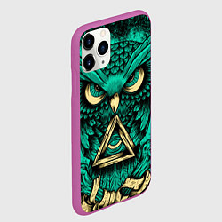 Чехол iPhone 11 Pro матовый Тотемная сова, цвет: 3D-фиолетовый — фото 2
