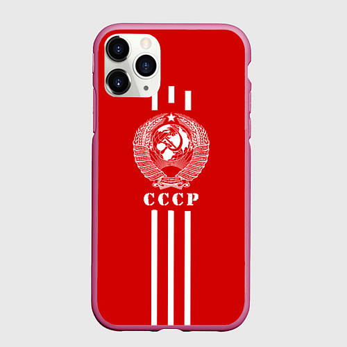 Чехол iPhone 11 Pro матовый СССР / 3D-Малиновый – фото 1