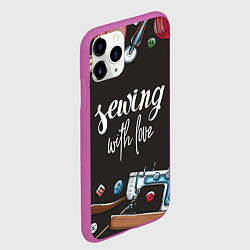 Чехол iPhone 11 Pro матовый Сшито с любовью, цвет: 3D-фиолетовый — фото 2