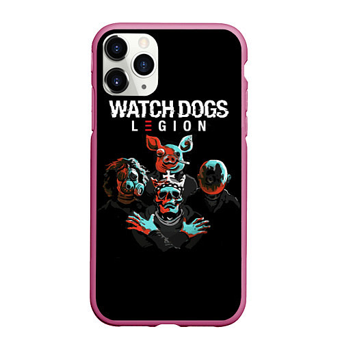 Чехол iPhone 11 Pro матовый Watch Dogs Legion / 3D-Малиновый – фото 1