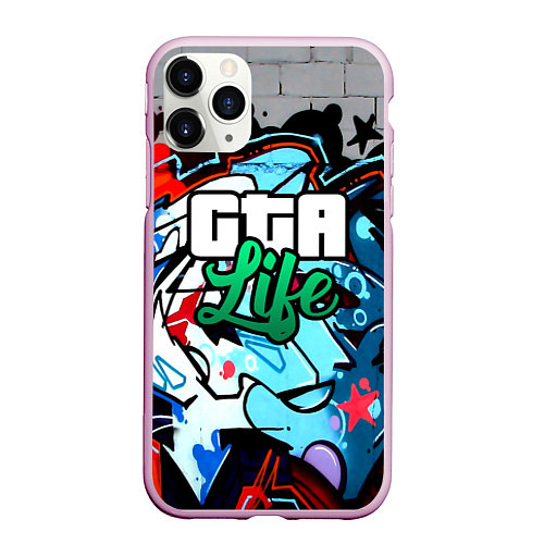 Чехол iPhone 11 Pro матовый GTA LIFE / 3D-Розовый – фото 1