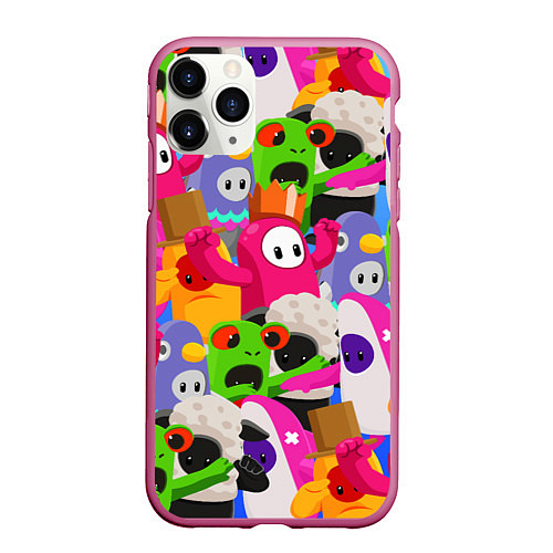 Чехол iPhone 11 Pro матовый Fall Guys / 3D-Малиновый – фото 1