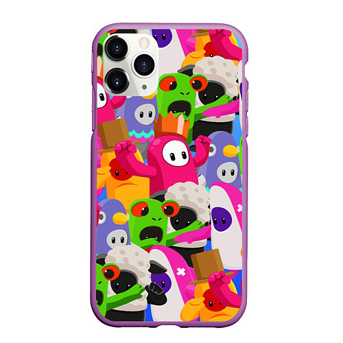 Чехол iPhone 11 Pro матовый Fall Guys / 3D-Фиолетовый – фото 1