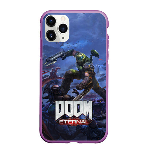 Чехол iPhone 11 Pro матовый Doom Eternal The Ancient Gods / 3D-Фиолетовый – фото 1