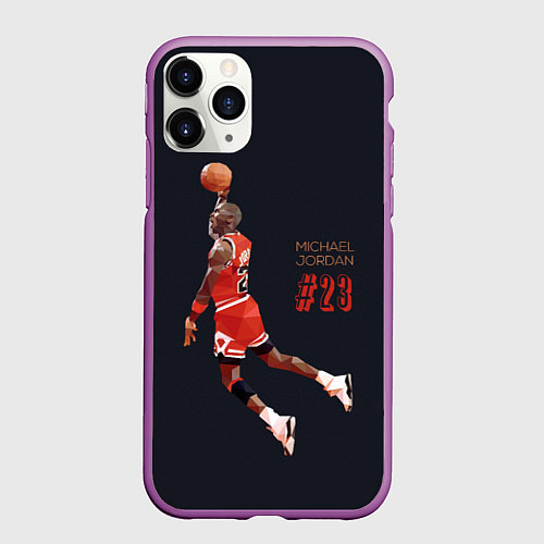 Чехол iPhone 11 Pro матовый MICHAEL JORDAN / 3D-Фиолетовый – фото 1