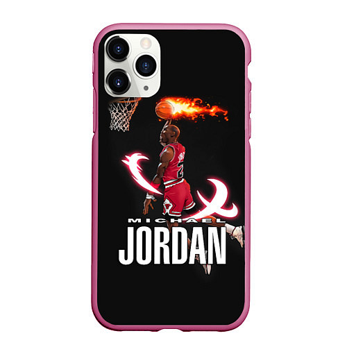 Чехол iPhone 11 Pro матовый MICHAEL JORDAN / 3D-Малиновый – фото 1