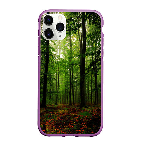 Чехол iPhone 11 Pro матовый Лес / 3D-Фиолетовый – фото 1