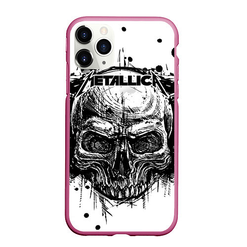 Чехол iPhone 11 Pro матовый Metallica / 3D-Малиновый – фото 1