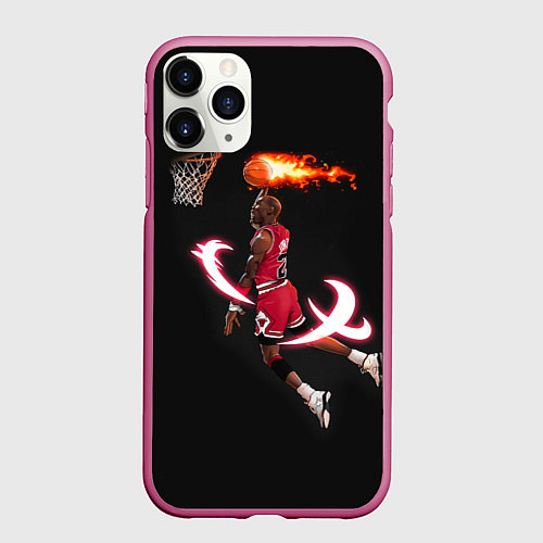 Чехол iPhone 11 Pro матовый MICHAEL JORDAN / 3D-Малиновый – фото 1