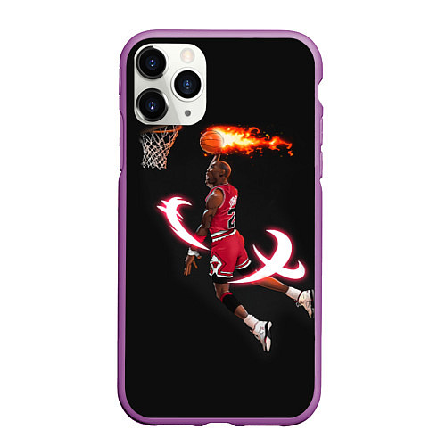 Чехол iPhone 11 Pro матовый MICHAEL JORDAN / 3D-Фиолетовый – фото 1