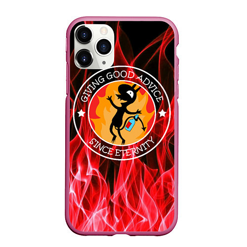 Чехол iPhone 11 Pro матовый FIRE / 3D-Малиновый – фото 1