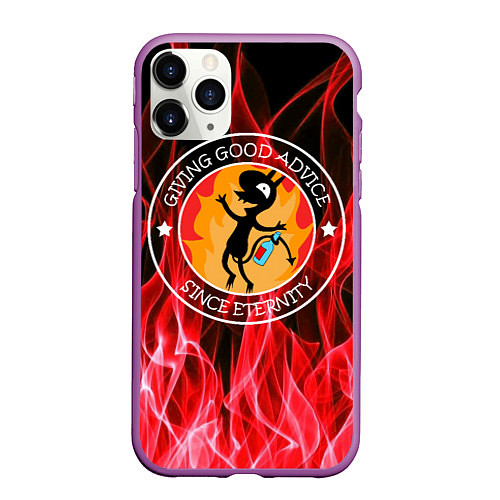 Чехол iPhone 11 Pro матовый FIRE / 3D-Фиолетовый – фото 1