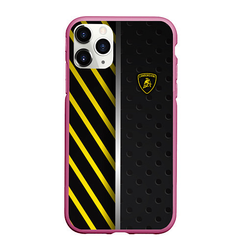 Чехол iPhone 11 Pro матовый Lamborghini / 3D-Малиновый – фото 1