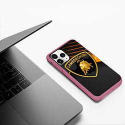 Чехол iPhone 11 Pro матовый Lamborghini, цвет: 3D-малиновый — фото 2