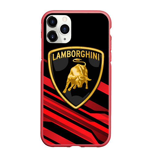 Чехол iPhone 11 Pro матовый Lamborghini / 3D-Красный – фото 1