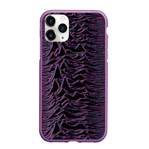 Чехол iPhone 11 Pro матовый Joy Division Glitch / 3D-Фиолетовый – фото 1