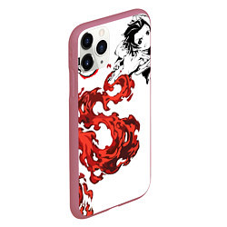 Чехол iPhone 11 Pro матовый Клинок, рассекающий демонов, цвет: 3D-малиновый — фото 2