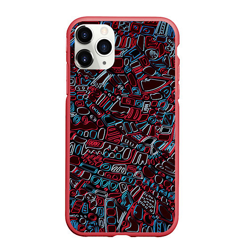 Чехол iPhone 11 Pro матовый Абстракция Неони / 3D-Красный – фото 1