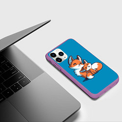 Чехол iPhone 11 Pro матовый Лисья семья, цвет: 3D-фиолетовый — фото 2