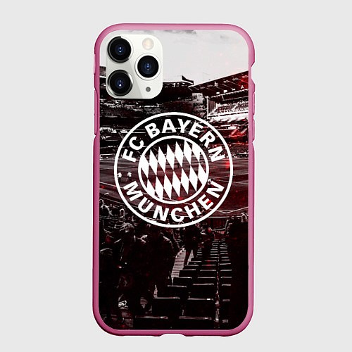 Чехол iPhone 11 Pro матовый FC BAYERN MUNCHEN / 3D-Малиновый – фото 1