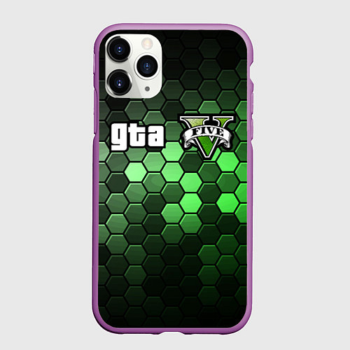 Чехол iPhone 11 Pro матовый GTA 5 ГТА 5 / 3D-Фиолетовый – фото 1