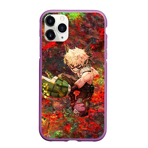 Чехол iPhone 11 Pro матовый Бакуго Кацуки / 3D-Фиолетовый – фото 1