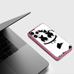 Чехол iPhone 11 Pro матовый Marshmello, цвет: 3D-малиновый — фото 2