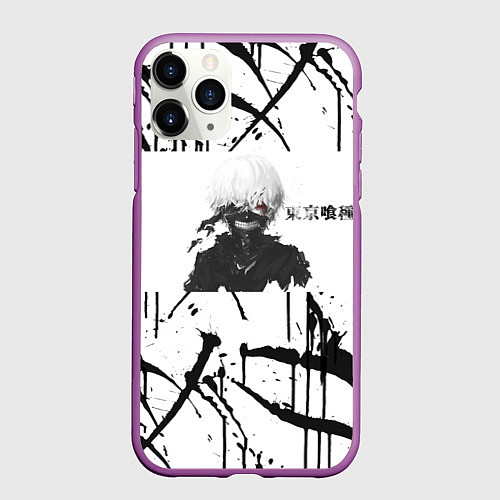 Чехол iPhone 11 Pro матовый Токийский гуль / 3D-Фиолетовый – фото 1