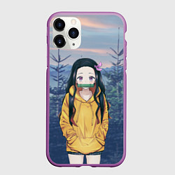 Чехол iPhone 11 Pro матовый Незуко, цвет: 3D-фиолетовый