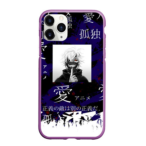 Чехол iPhone 11 Pro матовый Токийский гуль / 3D-Фиолетовый – фото 1