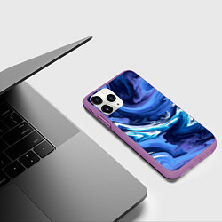 Чехол iPhone 11 Pro матовый Абстрактные волны, цвет: 3D-фиолетовый — фото 2