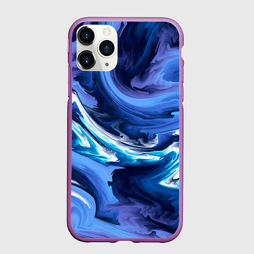 Чехол iPhone 11 Pro матовый Абстрактные волны / 3D-Фиолетовый – фото 1