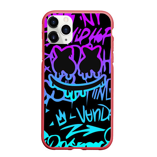 Чехол iPhone 11 Pro матовый Marshmello / 3D-Красный – фото 1
