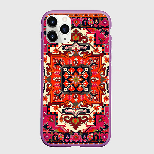 Чехол iPhone 11 Pro матовый Бордовый ковер / 3D-Фиолетовый – фото 1