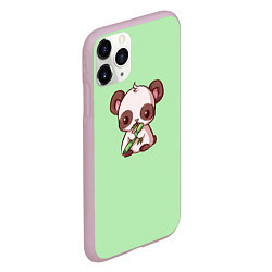 Чехол iPhone 11 Pro матовый Пандочка с бамбуком, цвет: 3D-розовый — фото 2