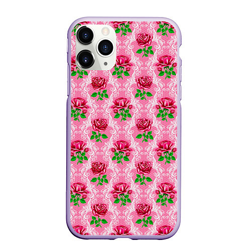 Чехол iPhone 11 Pro матовый Декор из нежных роз / 3D-Светло-сиреневый – фото 1