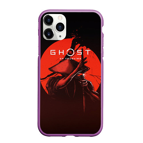 Чехол iPhone 11 Pro матовый Ghost of Tsushima / 3D-Фиолетовый – фото 1