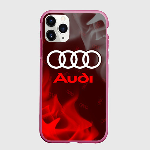 Чехол iPhone 11 Pro матовый AUDI АУДИ / 3D-Малиновый – фото 1