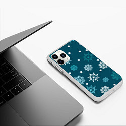 Чехол iPhone 11 Pro матовый Зимние снежинки, цвет: 3D-белый — фото 2