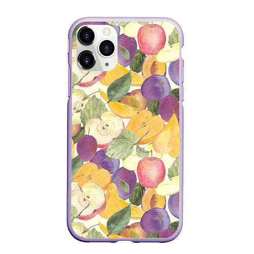 Чехол iPhone 11 Pro матовый Фрукты Фруктовый сад / 3D-Светло-сиреневый – фото 1