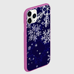 Чехол iPhone 11 Pro матовый Новогодние снежинки, цвет: 3D-фиолетовый — фото 2