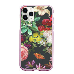 Чехол iPhone 11 Pro матовый Цветы, цвет: 3D-розовый