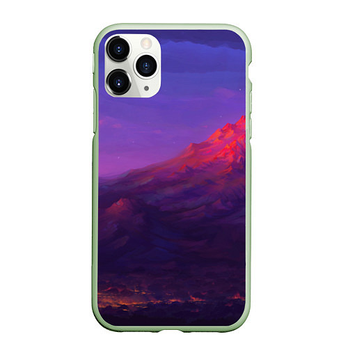 Чехол iPhone 11 Pro матовый Горы / 3D-Салатовый – фото 1