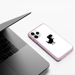 Чехол iPhone 11 Pro матовый Google динозаврик, цвет: 3D-розовый — фото 2